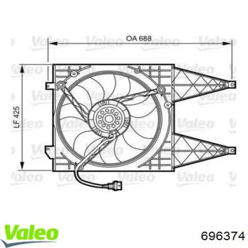Диффузор вентилятора в сборе с мотором и крыльчаткой 696374 VALEO