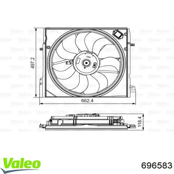 696583 VALEO диффузор радиатора охлаждения, в сборе с мотором и крыльчаткой