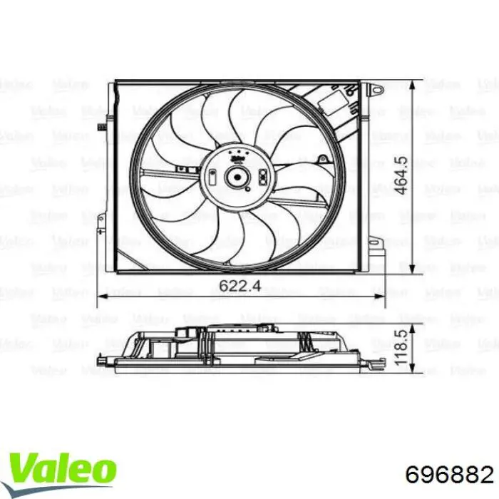 Difusor de radiador, ventilador de refrigeración, condensador del aire acondicionado, completo con motor y rodete 696882 VALEO