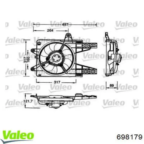 Диффузор вентилятора в сборе с мотором и крыльчаткой 698179 VALEO