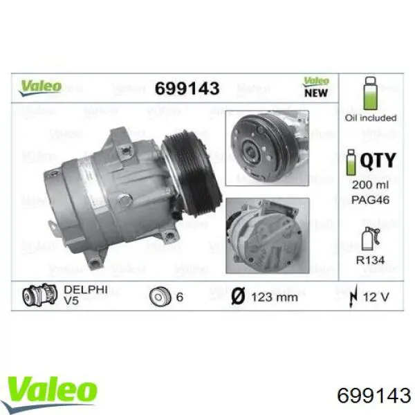 Compresor de aire acondicionado 699143 VALEO