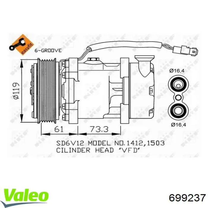 Купить 699237 VALEO Компрессор климатической установки