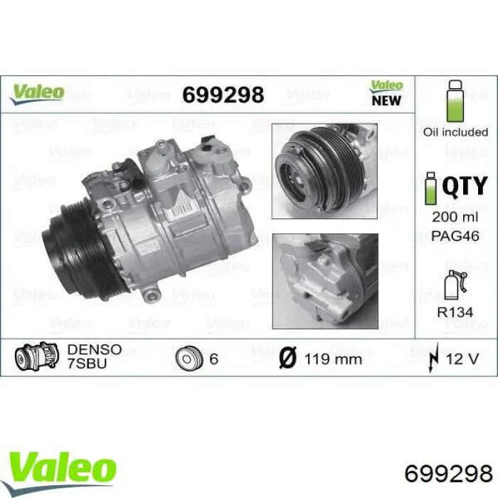 Купить 699298 VALEO Компрессор климатической установки