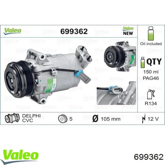 699362 VALEO Компрессор хладагента
