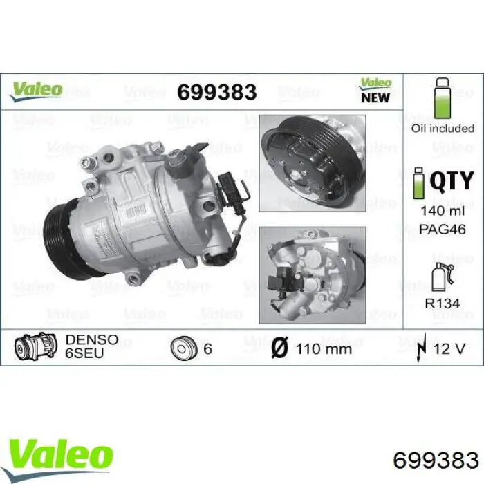 Compre 699383 VALEO Compressor de aparelho de ar condicionado