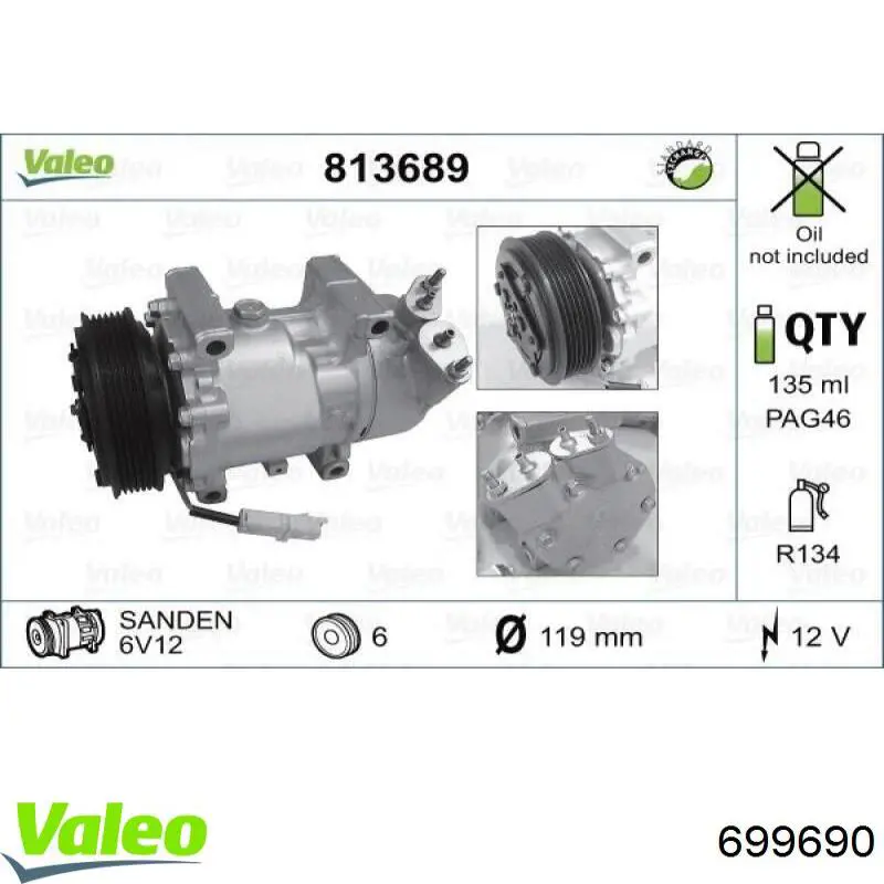 Купить 00006453JG Peugeot/Citroen Компрессор климатической установки