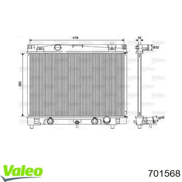 Radiador refrigeración del motor 701568 VALEO