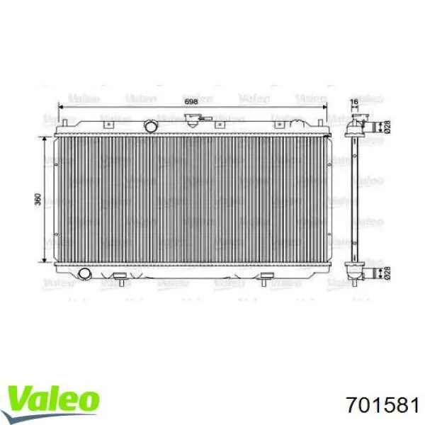 Radiador refrigeración del motor 701581 VALEO