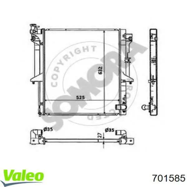 Радиатор охлаждения двигателя VALEO 701585 цена, от 141.54 USD