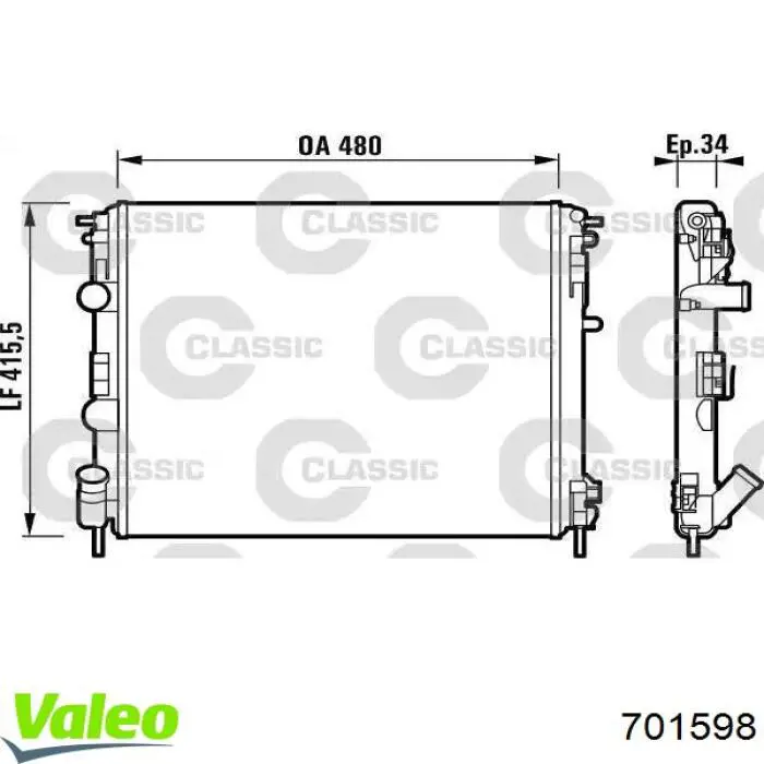 Радиатор охлаждения двигателя VALEO 701598 цена, от 69.50 USD