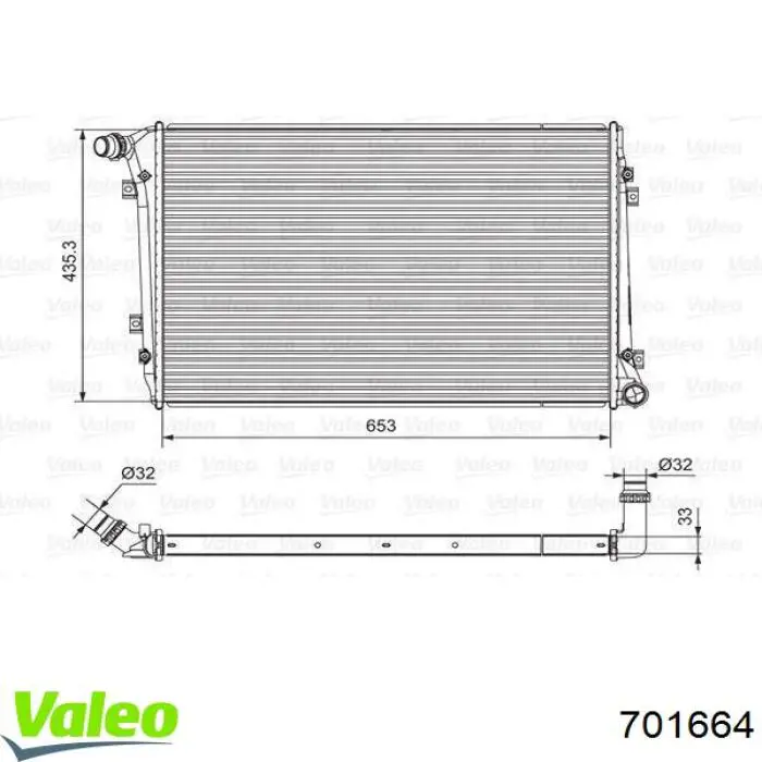 Radiador refrigeración del motor 701664 VALEO