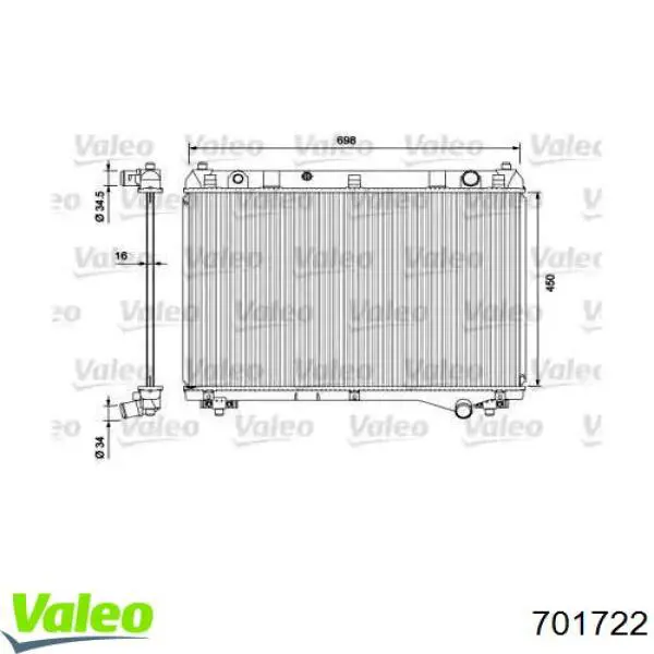 701722 VALEO radiador de esfriamento de motor