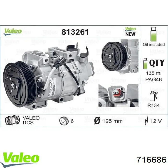 Компрессор кондиционера 716686 VALEO