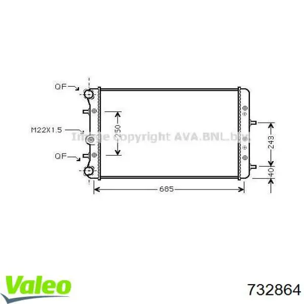 Купить 732864 VALEO Радиатор водяной