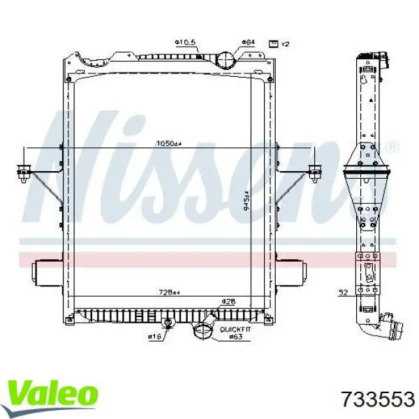 Купить 733553 VALEO Радиатор водяной