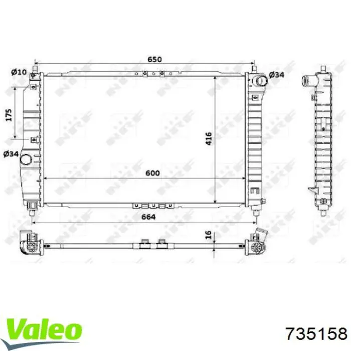 Radiador refrigeración del motor 735158 VALEO