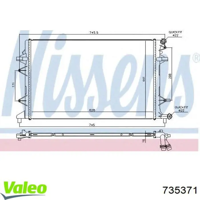 Радиатор охлаждения двигателя VALEO 735371 цена, от 91.65 USD