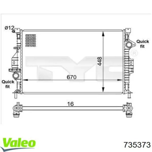 Купить 735373 VALEO Радиатор водяной