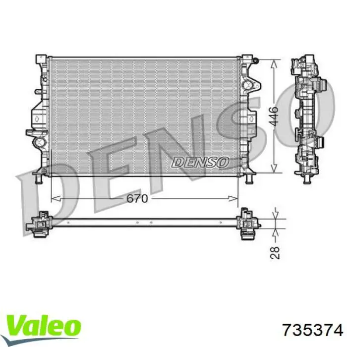 Радиатор охлаждения двигателя VALEO 735374 цена, от 88.68 USD