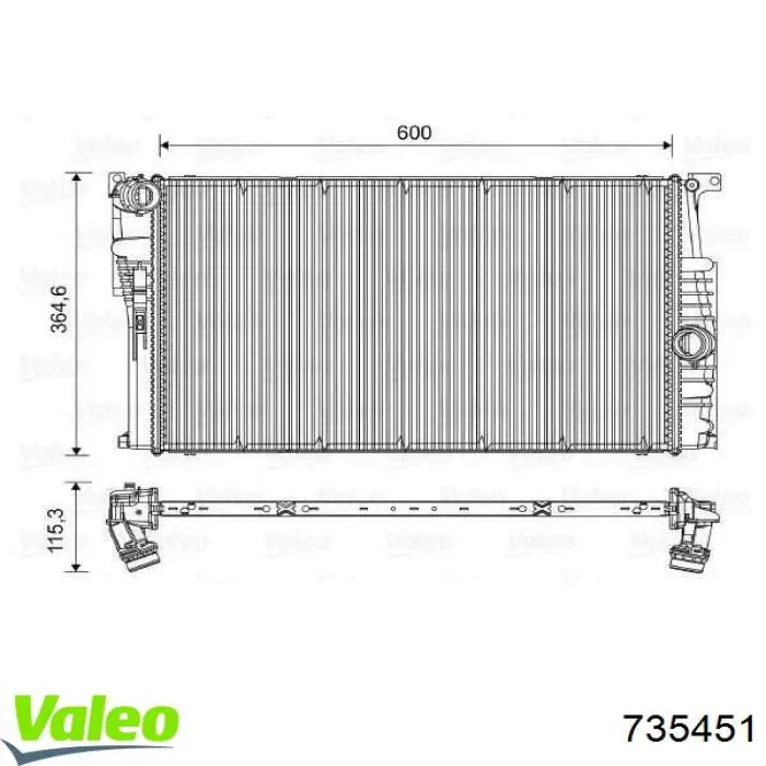 Radiador refrigeración del motor 735451 VALEO