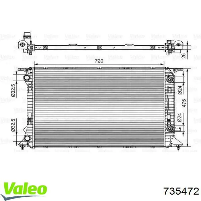 Радиатор охлаждения двигателя VALEO 735472 цена, от 110.74 USD