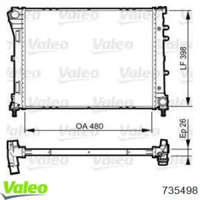 Радиатор 735498 VALEO