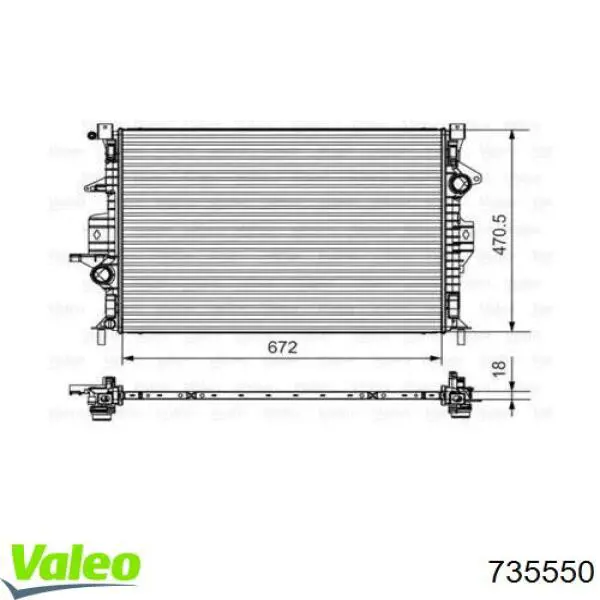 735550 VALEO radiador de esfriamento de motor