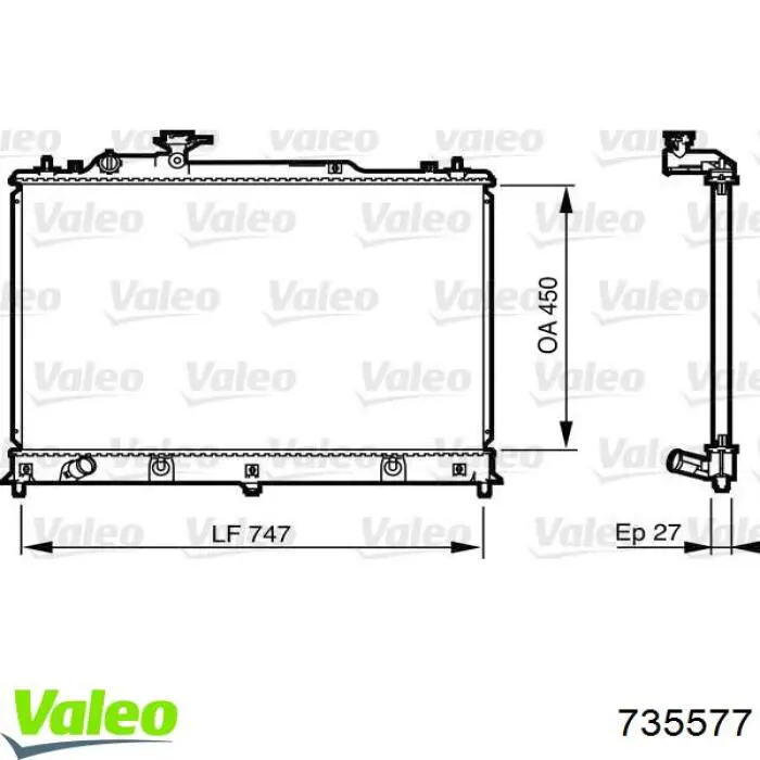 Radiador refrigeración del motor 735577 VALEO