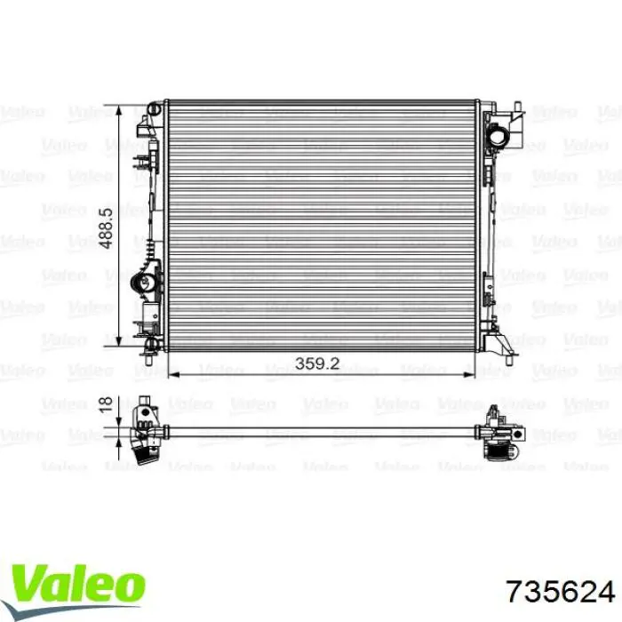 Radiador refrigeración del motor 735624 VALEO