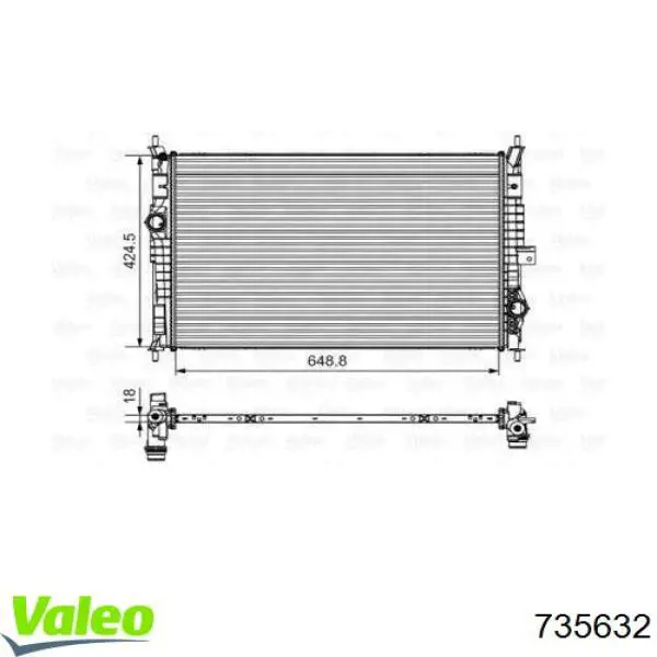 Radiador refrigeración del motor 735632 VALEO