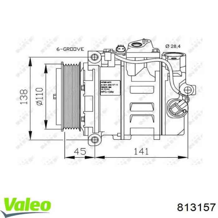 Компрессор кондиционера 813157 VALEO