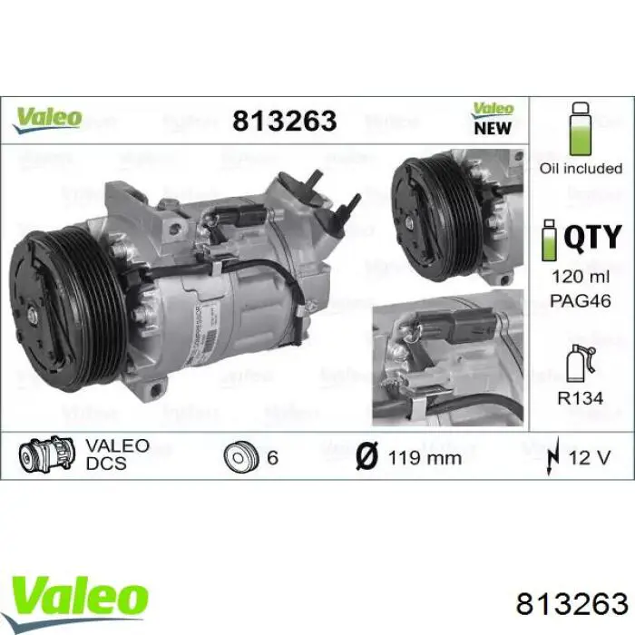 Компрессор кондиционера 813263 VALEO