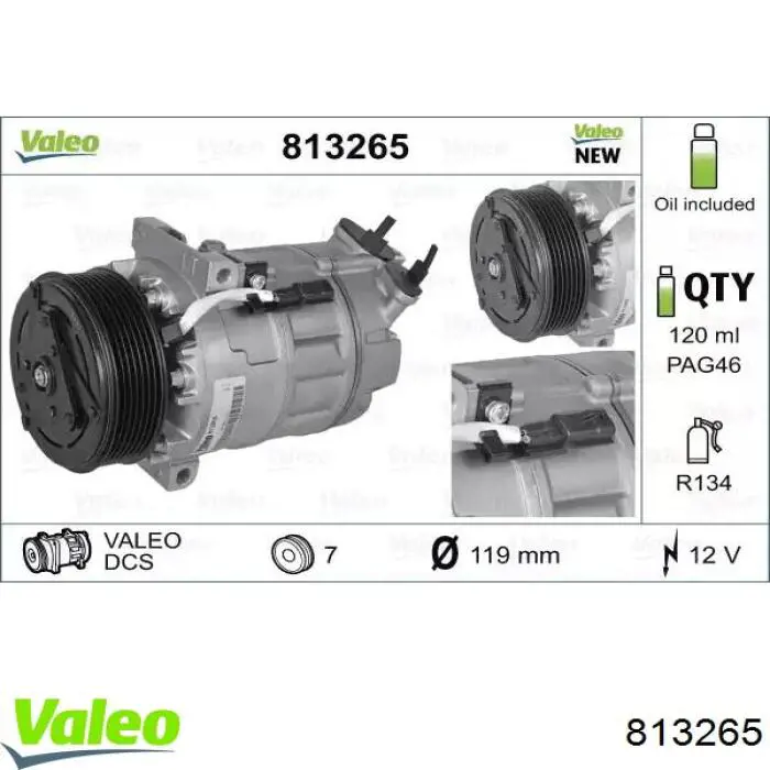 Компрессор системы кондиционирования VALEO 813265 цена, от 379.62 USD