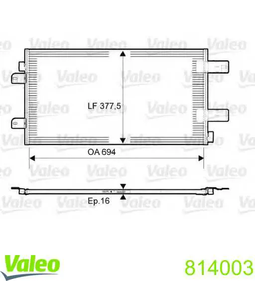 Радиатор кондиционера 814003 VALEO