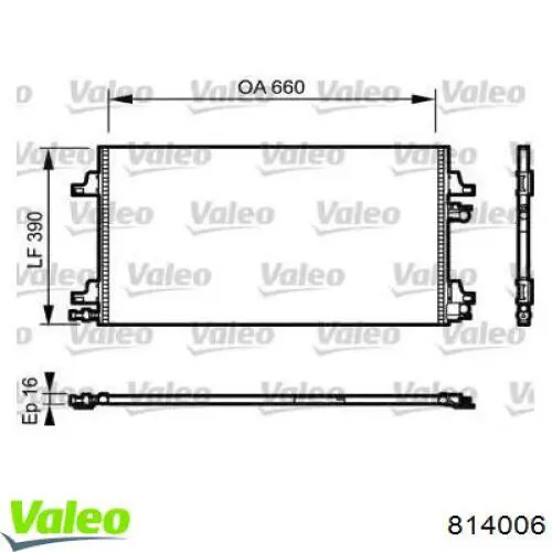 Радиатор кондиционера 814006 VALEO