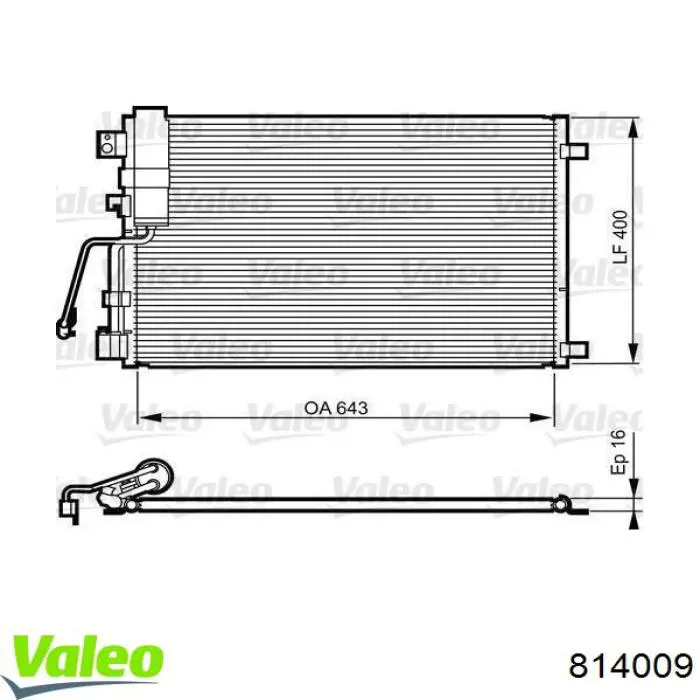 814009 VALEO радиатор кондиционера