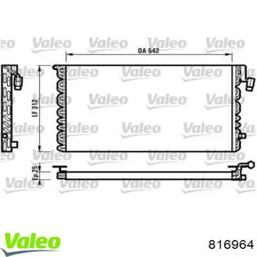 Радиатор кондиционера 816964 VALEO