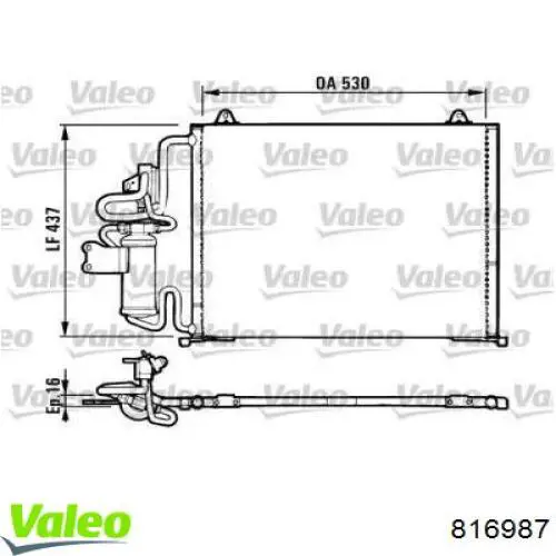 Радиатор кондиционера 816987 VALEO