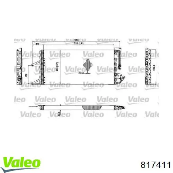 Радиатор кондиционера 817411 VALEO