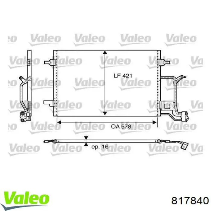 Радиатор кондиционера 817840 VALEO