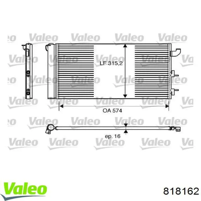 Радиатор кондиционера 818162 VALEO