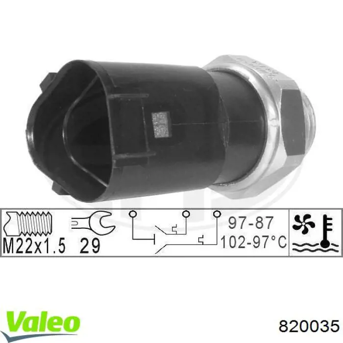 820035 VALEO датчик температуры охлаждающей жидкости (включения вентилятора радиатора)