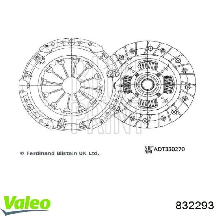 Купить 832293 VALEO Комплект сцепления (диск, корзина, подшипник)