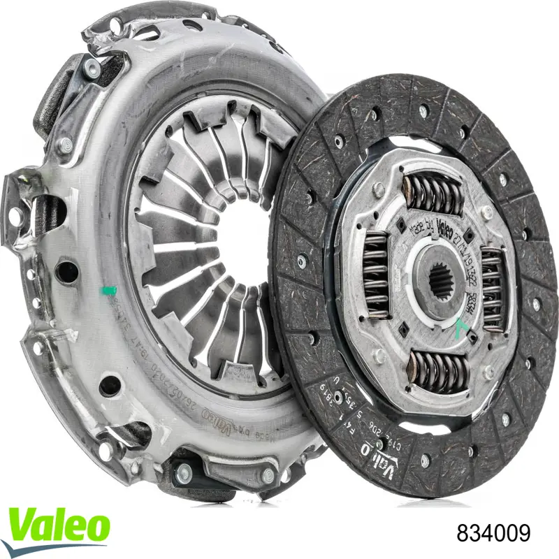 Купить 834009 VALEO Комплект сцепления (диск, корзина, подшипник)