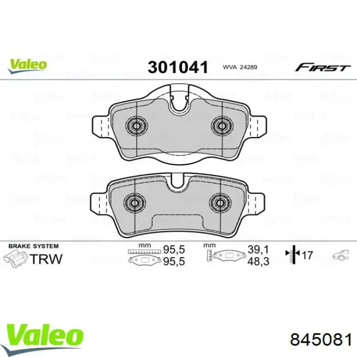 Купить 845081 VALEO Комплект сцепления (диск, корзина, подшипник)