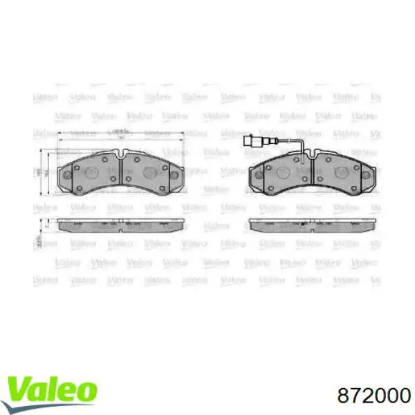 Передние тормозные колодки 872000 VALEO