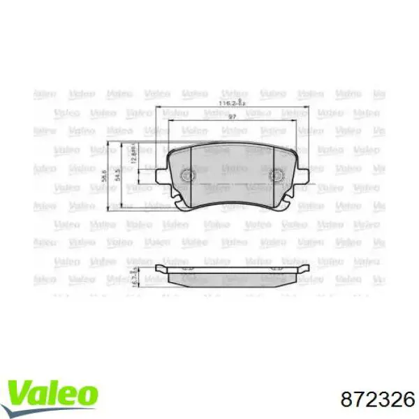 Задние тормозные колодки 872326 VALEO