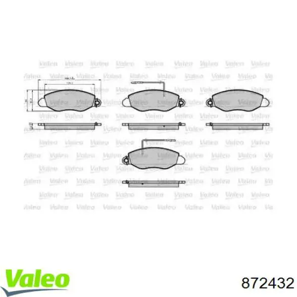 Передние тормозные колодки 872432 VALEO