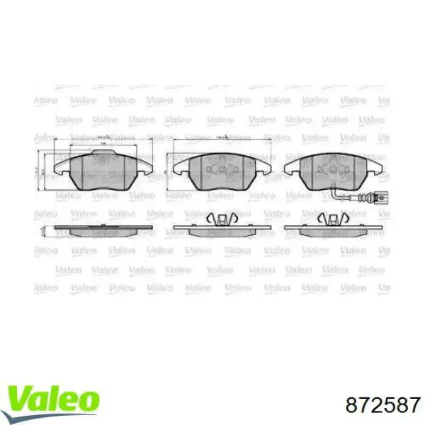 Передние тормозные колодки 872587 VALEO