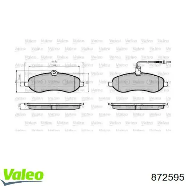 Передние тормозные колодки 872595 VALEO